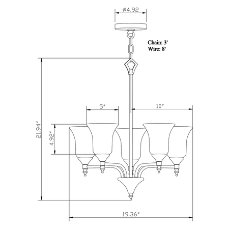 Forte 5 Light Chandelier 2638-05-32